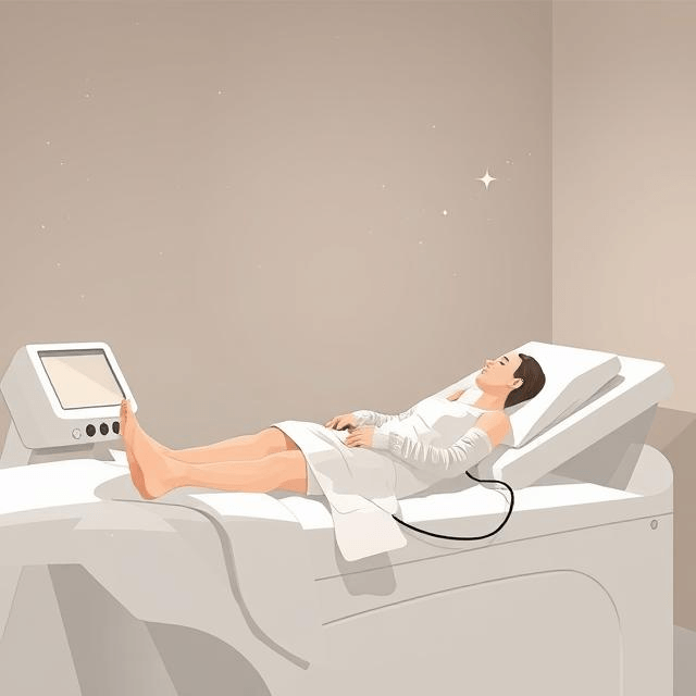Persona recibiendo una sesión de presoterapia en Holística Celular, Requena.