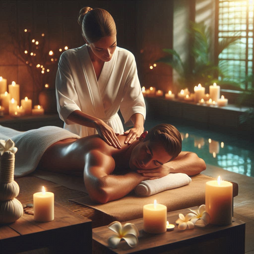 Masajes terapéuticos en Holística Celular, Requena. Cliente disfrutando de una sesión relajante en un ambiente armonioso.