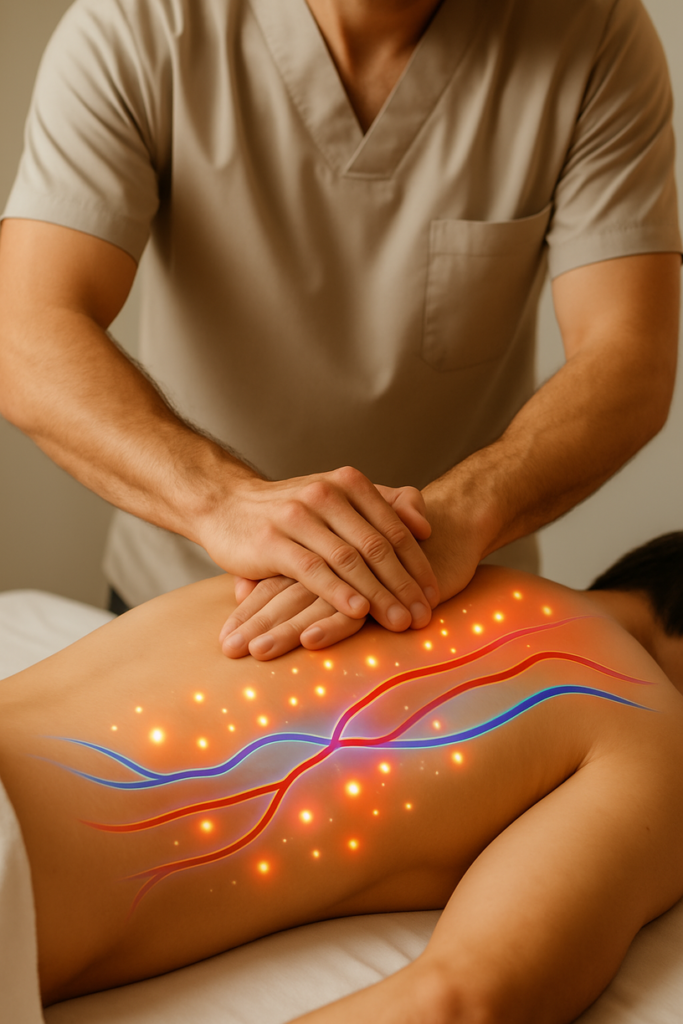 Comparativa visual entre los efectos celulares de un masaje relajante y un masaje terapéutico profesional